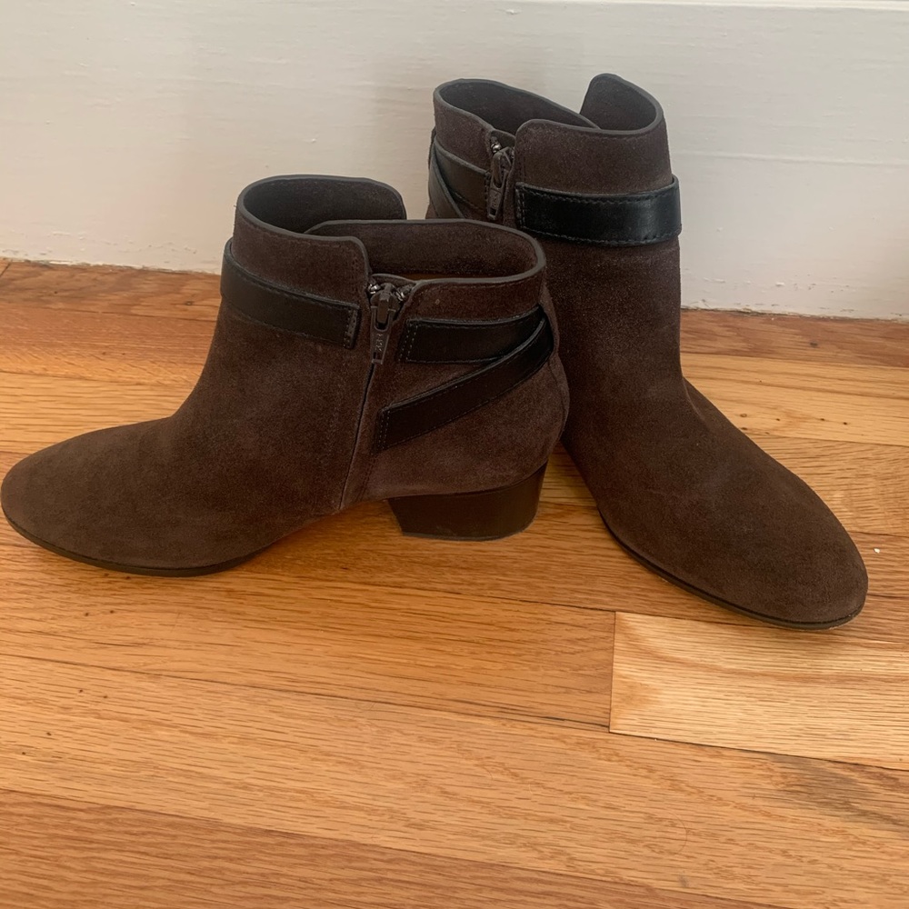 Coach Patricia chocolate suede bootie